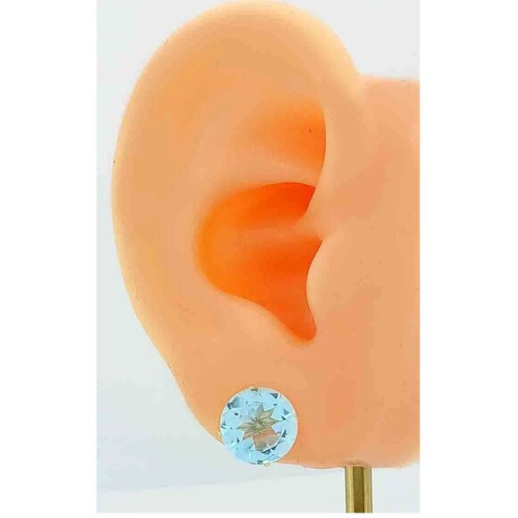 Genuine 8.30 Cts Aquamarine Stud Earrings 14k Gold - Picture 4 of 5